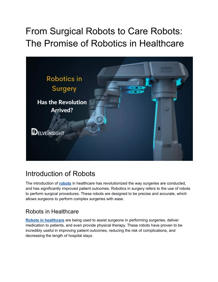 from surgical robots to care robots the promise