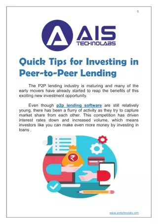 Quick Tips for Investing in Peer-to-Peer Lending