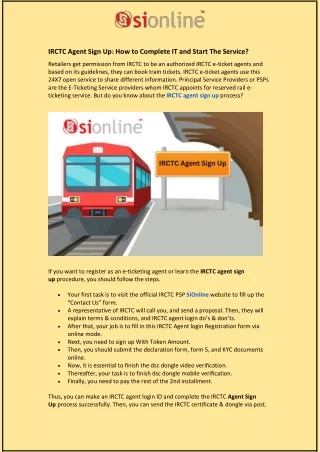 irctc agent sign up how to complete it and start