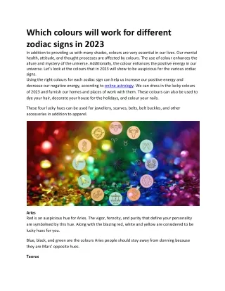 Which colours will work for different zodiac signs in 2023