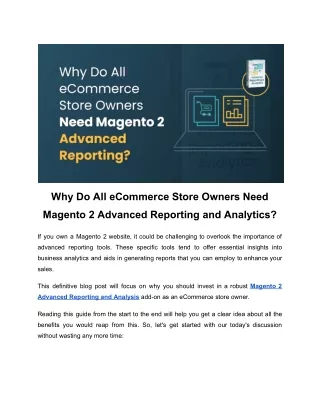 Why Do All eCommerce Store Owners Need Magento 2 Advanced Reporting_