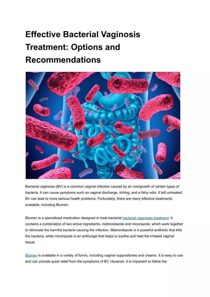 Ppt Effective Bacterial Vaginosis Treatment Options And Recommendations Powerpoint 1171