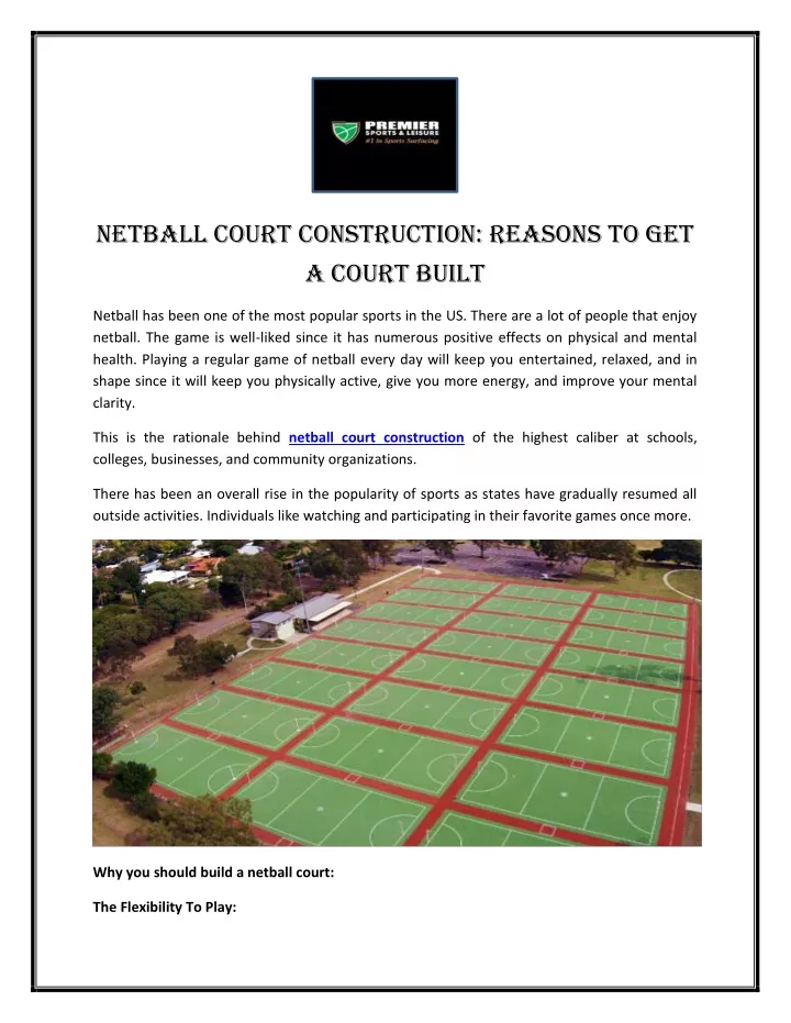 netball court construction reasons to get a court