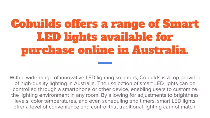 cobuilds offers a range of smart led lights