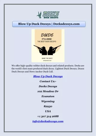 blow up duck decoys deeksdecoys com
