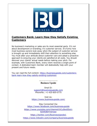 customers bank learn how they satisfy existing