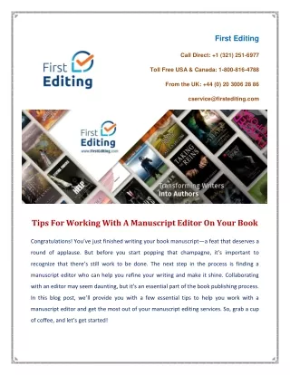 Tips For Working With A Manuscript Editor On Your Book