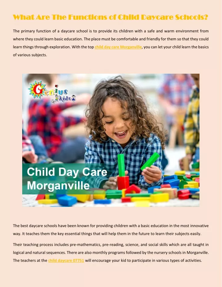 what are the functions of child daycare s what