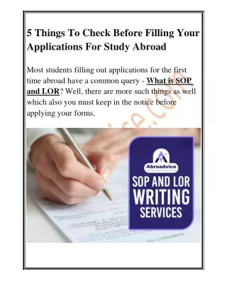 5 Things To Check Before Filling Your Applications For Study Abroad
