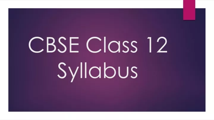 cbse class 12 syllabus