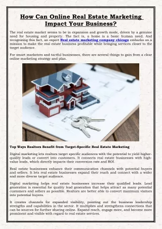 How Can Online Real Estate Marketing Impact Your Business?