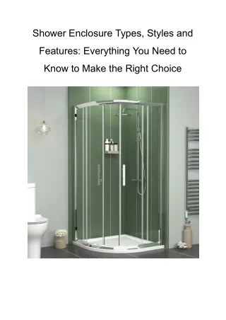 shower enclosure types styles and