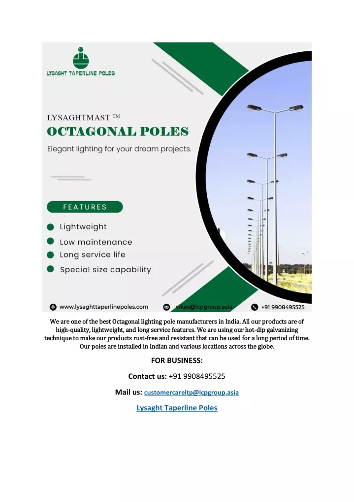 we are one of the best octagonal lighting pole