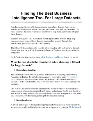finding the best business intelligence tool