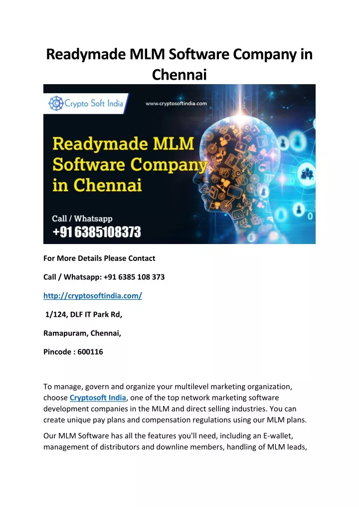 readymade mlm software company in chennai