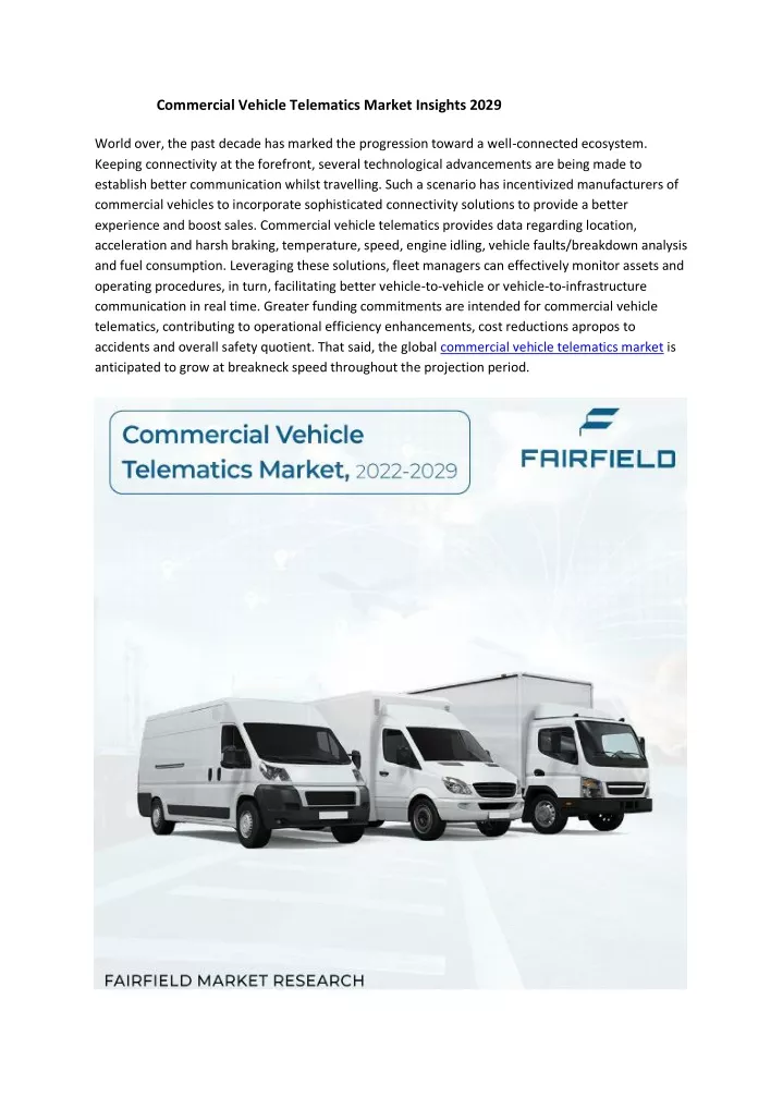 commercial vehicle telematics market insights