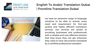 English To Arabic Translation Dubai  Frontline Translation Dubai