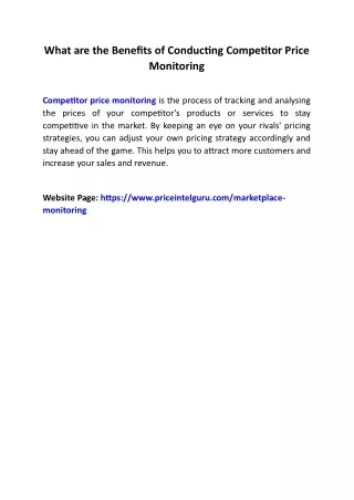 what are the benefits of conducting competitor