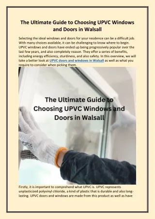 The Ultimate Guide to Choosing UPVC Windows and Doors in Walsall