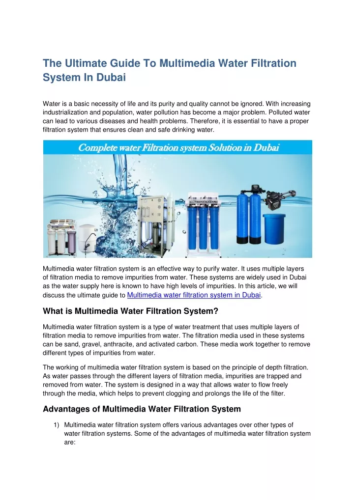 the ultimate guide to multimedia water filtration