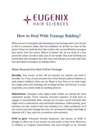 How to deal with teenage balding