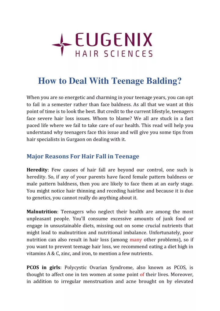 how to deal with teenage balding