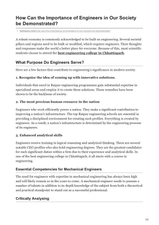 how can the importance of engineers