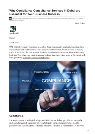 Why Compliance Consultancy Services in Dubai are Essential for Your Business Success