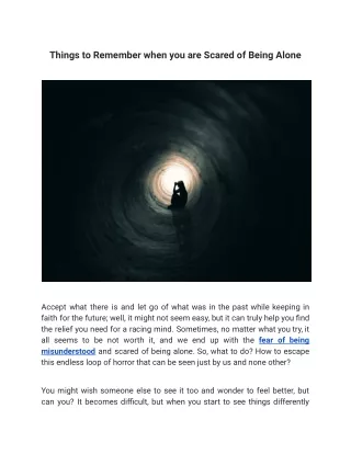 Things to Remember when you are Scared of Being Alone