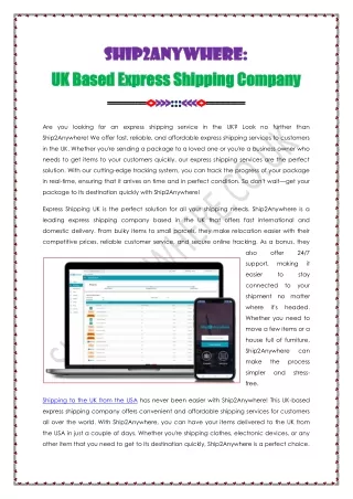 UK Based Express Shipping Company