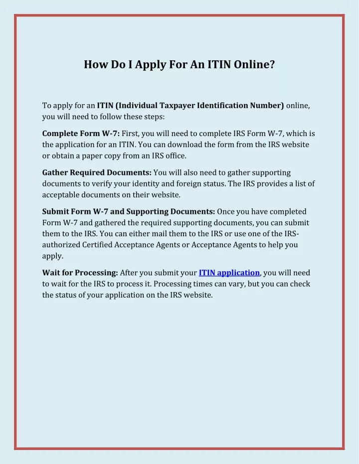 how do i apply for an itin online