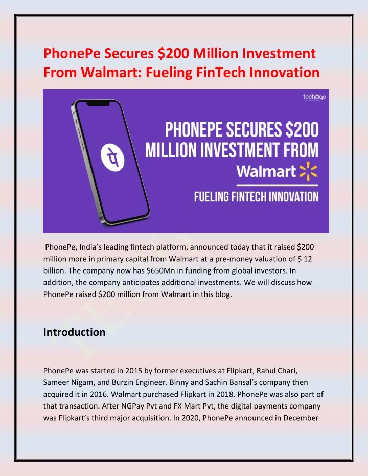 phonepe secures 200 million investment from