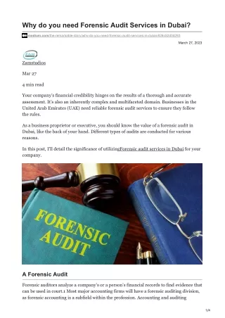 Why do you need Forensic Audit Services in Dubai