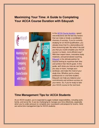 Maximizing Your Time A Guide to Completing Your ACCA Course Duration with Eduyush