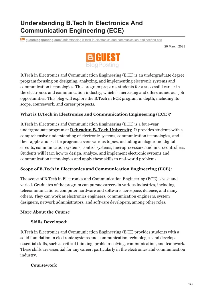 understanding b tech in electronics