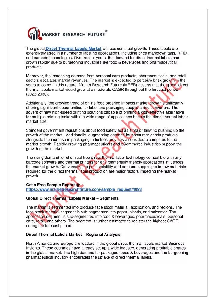 the global direct thermal labels market witness