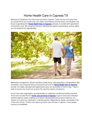 Home Health Care in Cypress TX