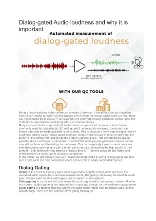 Dialog-gated Audio loudness and why it is important