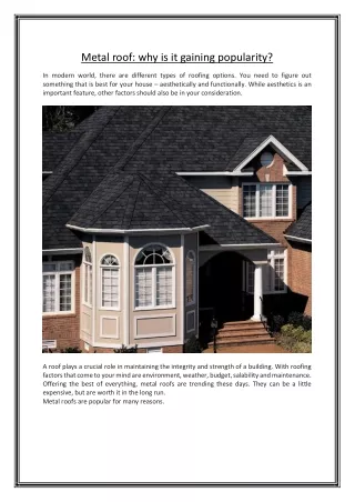 metal roof why is it gaining popularity