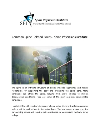 Common Spine Related Issues - Spine Physicians Institute