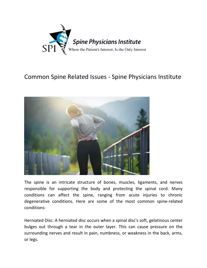 common spine related issues spine physicians