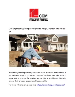 Civil Engineering Company Highland Village, Denton and Dallas TX - CCM Engineering