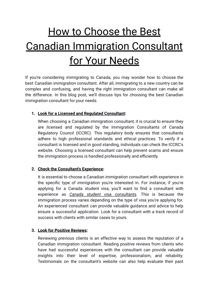 PPT - Expert Guide: How To Choose The Best Canadian Immigration ...