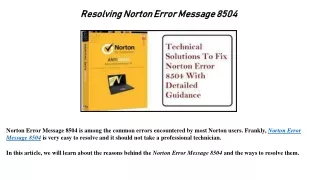 Resolving Norton Error Message 8504