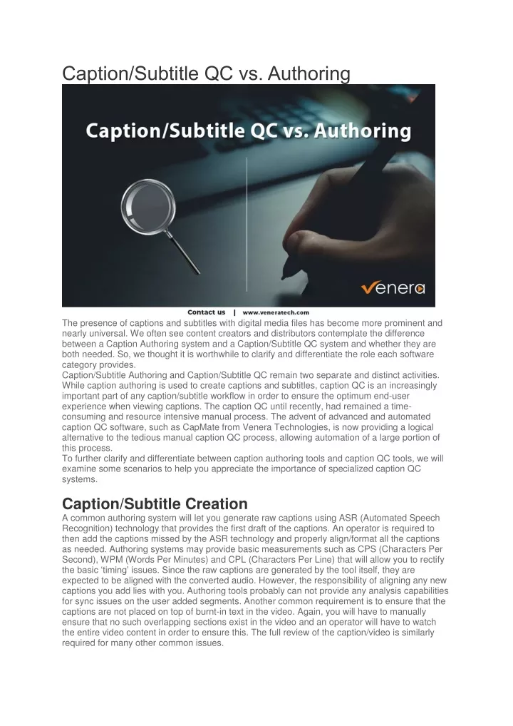 caption subtitle qc vs authoring