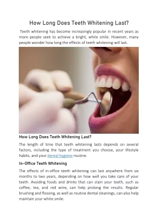 how long does teeth whitening last