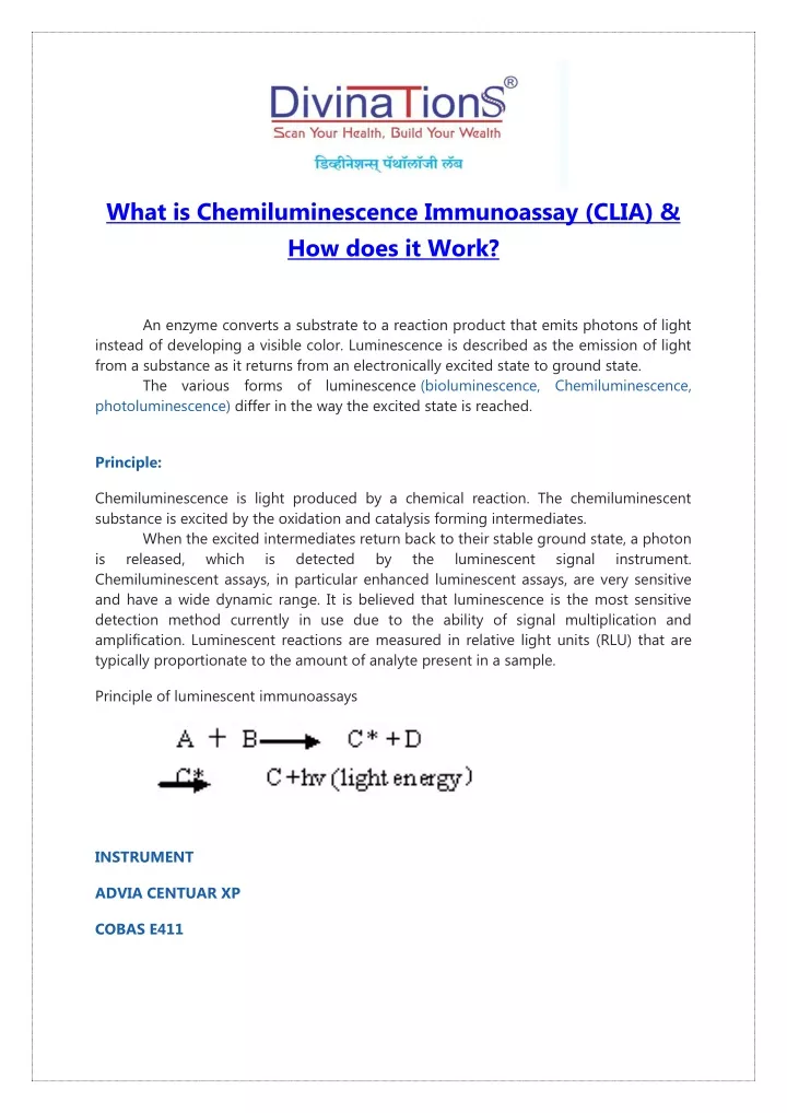 what is chemiluminescence immunoassay clia