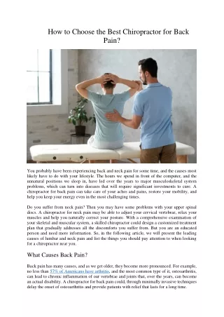 how to choose the best chiropractor for back pain