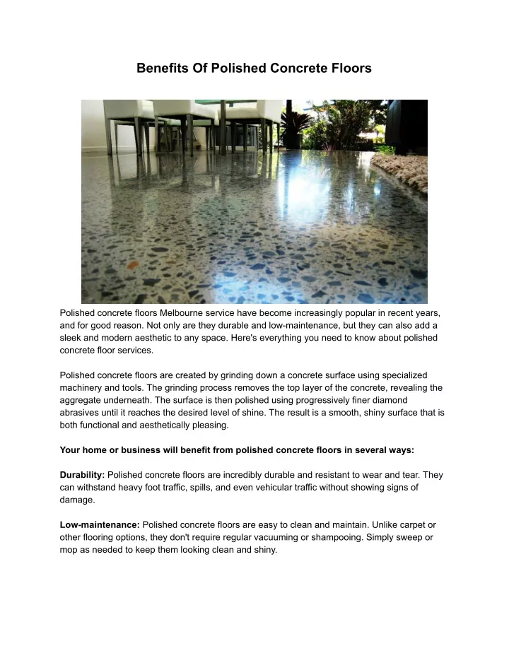 benefits of polished concrete floors