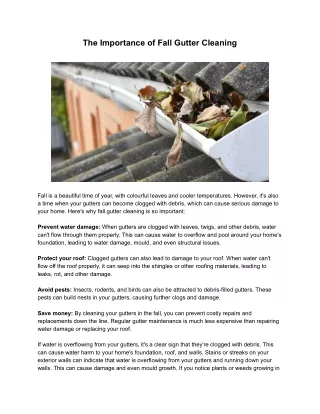 the importance of fall gutter cleaning